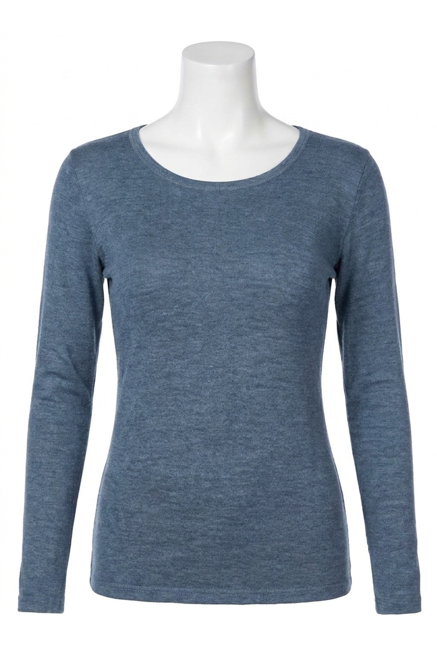 NEW ANGEL APPAREL long sleeve scoop neck tee in denim